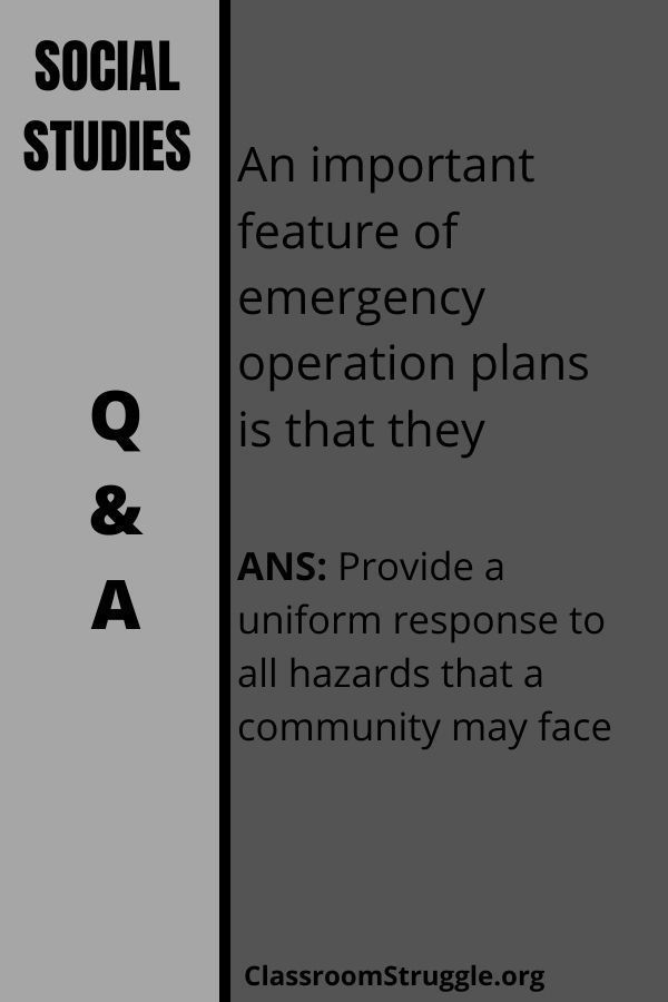 An important feature of emergency operation plans is that they