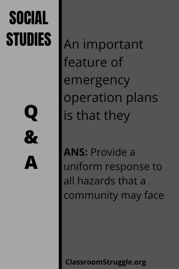 An important feature of emergency operation plans is that they