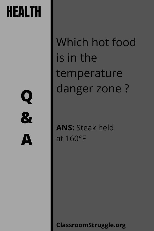 Which hot food is in the temperature danger zone ?