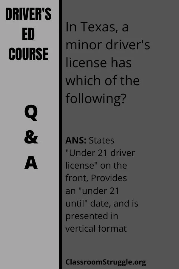 In Texas, a minor driver's license has which of the following?
