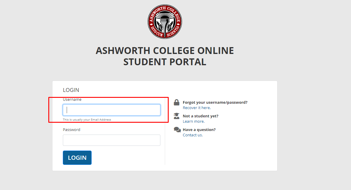 ashworth college student portal login page for existing students