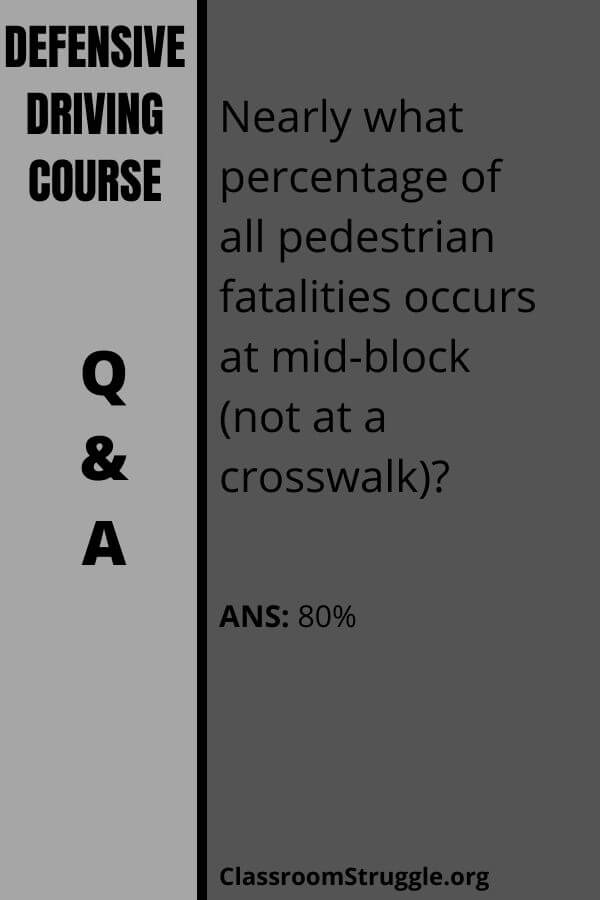 Nearly what percentage of all pedestrian fatalities occurs at mid-block (not at a crosswalk)?